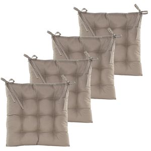 Stoelkussen gewatteerd - 6x - taupe - 38 x 38 cm - binnen/buiten