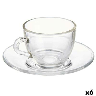 Kopje met schoteltje Vivalto S12212/BHA S12212/BHA Transparant Glas 85 ml (6 Stuks)