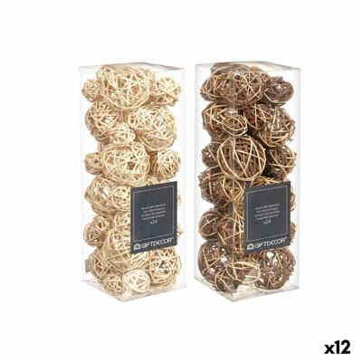 Set of Decorative Balls Bruin Wit (12 Stuks)