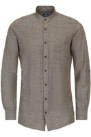 Redmond Casual Regular Fit Linnen hemd bruin, Effen