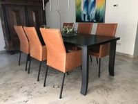 Set van 6 leren eetkamerstoelen - oranje leer - Echt leer, Modern, ontdek de vele Leersoorten en Kleuren bij ShopX