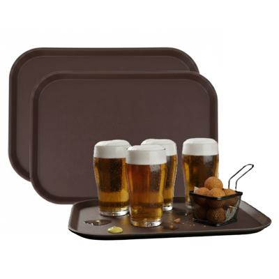 Gerimport Horeca Dienblad - 6x - antislip - bruin - kunststof - 30 x 41 cm
