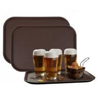 Gerimport Horeca Dienblad - 6x - antislip - bruin - kunststof - 30 x 41 cm