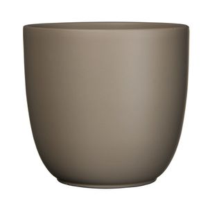 Bloempot mat taupe bruin keramiek voor kamerplant H20 x D22.5 cm