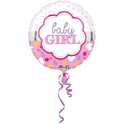 Amscan Folieballon Baby Girl 43 Cm Roze/wit