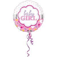 Amscan Folieballon Baby Girl 43 Cm Roze/wit - thumbnail