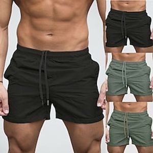 Voor heren Boardshorts Zwemshorts Lange zwembroeken Trekkoord Met zakken Effen Sneldrogend Comfortabel Feestdagen Zwembad Casual / sportief Zwart Donkergroen Lightinthebox