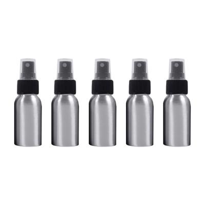 5 stuks hervulbare glas fijne mist verstuivers aluminium fles 50ml (zwart)