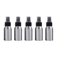5 stuks hervulbare glas fijne mist verstuivers aluminium fles 50ml (zwart)