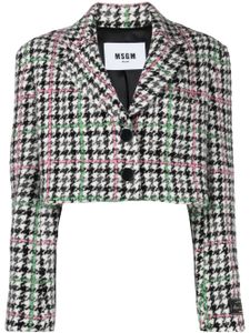 MSGM blazer boutonné à motif pied-de-poule - Blanc