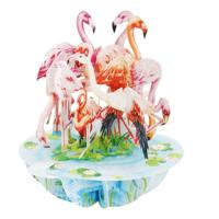 Wenskaart 3D Flamingos