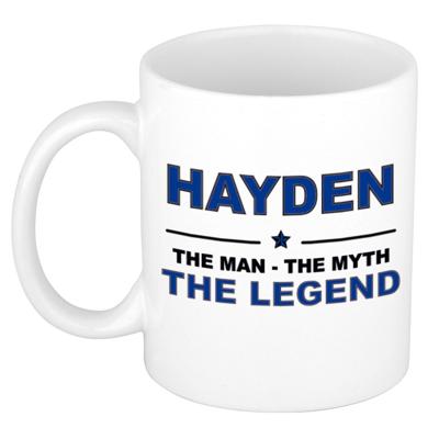 Hayden cadeau mok - man myth legend - naam koffiemok - 300 ml - collega - vaderdag Hayden cadeau mok - man myth legend - naam koffiemok - 300 ml - collega - vaderdag
