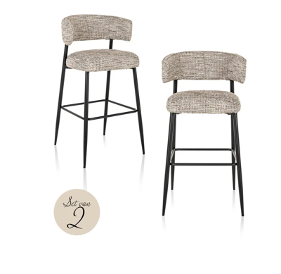 Barstoel Rochelle trendy nature (set van 2) - laag