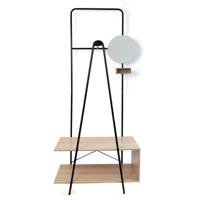 Kapstok met spiegel Vinthera Moa Zwart Beige Metaal Hout MDF 76 x 180 x 40 cm - thumbnail
