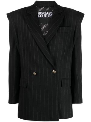 Versace Jeans Couture blazer croisé à fines rayures - Noir