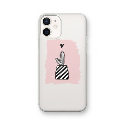 Zwart-wit cactus: iPhone 12 Transparant Hoesje