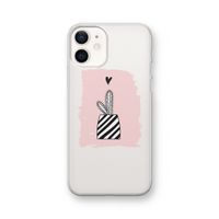 Zwart-wit cactus: iPhone 12 Transparant Hoesje