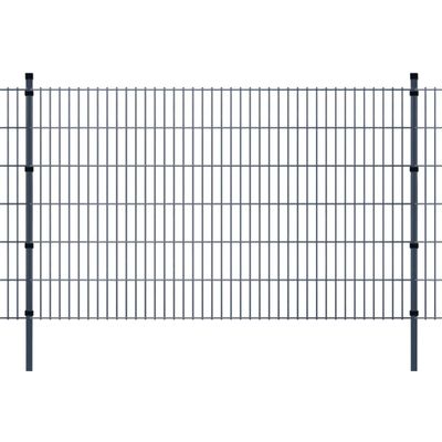 vidaXL Dubbelstaafmatten en palen 2008x1230 mm 16 m grijs