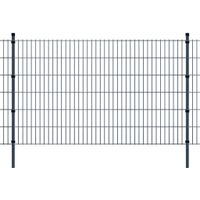 vidaXL Dubbelstaafmatten en palen 2008x1230 mm 16 m grijs - thumbnail