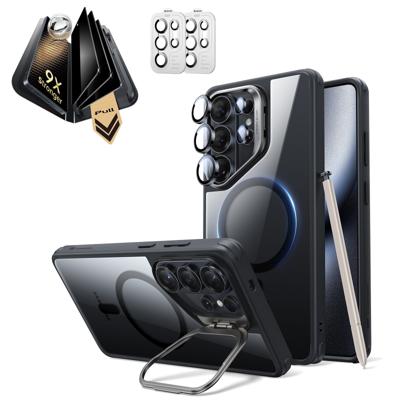 Galaxy S26 Ultra Bundle Classic Hybrid Magnetic Case (Stash Stand) and Armorite® Pro Privacy Screen Protector - Clear Black