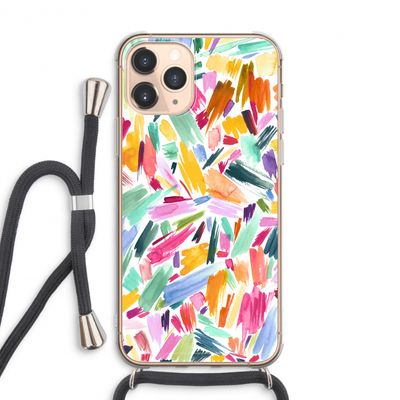 Watercolor Brushstrokes: iPhone 11 Pro Max Transparant Hoesje met koord