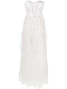 Elisabetta Franchi robe longue à fleurs appliquées - Blanc