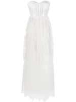 Elisabetta Franchi robe longue à fleurs appliquées - Blanc