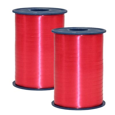Sierlint of cadeaulint - 2x - rood - dun - 500 meter x 0.5 cm - Feestartikelen en versiering