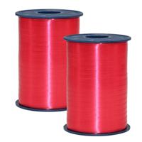 Sierlint of cadeaulint - 2x - rood - dun - 500 meter x 0.5 cm - Feestartikelen en versiering