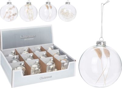 5 stuks! Kerstbal 100 mm glas met deco - Nampook