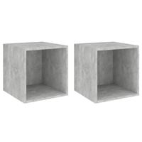 vidaXL Wandkasten 2 st 37x37x37 cm bewerkt hout betongrijs