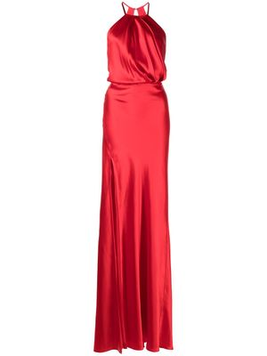 Michelle Mason robe longue plissée à dos nu - Rouge
