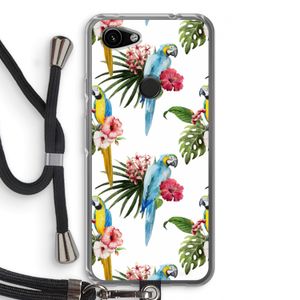 Kleurrijke papegaaien: Pixel 3a Transparant Hoesje met koord