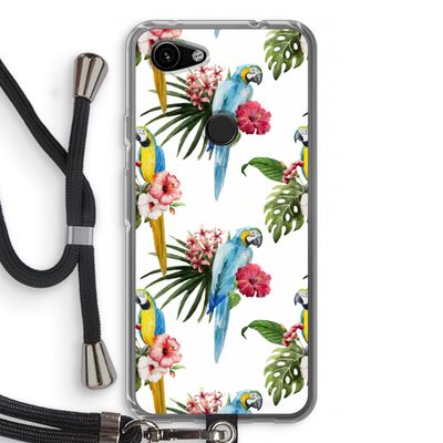 Kleurrijke papegaaien: Pixel 3a Transparant Hoesje met koord