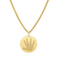 Gepersonaliseerde 1 hand- of voetafdruk ketting - Stainless steel - Goud - Rond 18 mm - Handafdruk
