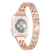 Kleurrijke diamant roestvrijstalen horlogeband voor Apple Watch serie & 40mm/3 & 2 & 1 38mm (Rose goud)