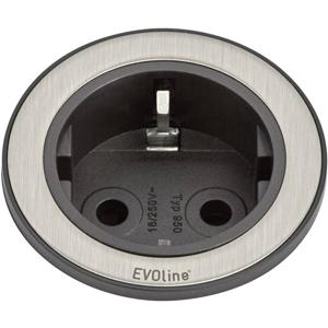 EVOline 159280001100 Inbouwstekkerdoos 1-voudig RVS, Zwart 1 stuk(s)