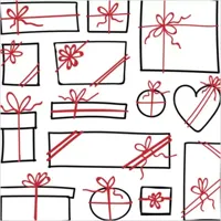 Duni 3-laags tissue servet gifts 33x33cm wit, rood 20 stuks