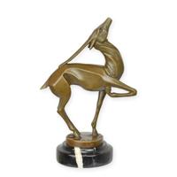 A BRONZE SCULPTURE OF AN ART DECO ANTILOPE A BRONZE SCULPTURE OF AN ART DECO ANTILOPE
