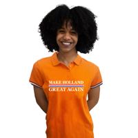 Koningsdag verkleed polo - make Holland great again - oranje - dames Koningsdag verkleed polo - make Holland great again - oranje - dames