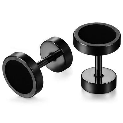 Mendes heren oorbellen edelstaal Barbell Black