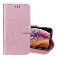 Rose reliëf horizontale Flip PU lederen case voor iPhone XS Max met houder & kaartsleuven & portemonnee (Rose goud)