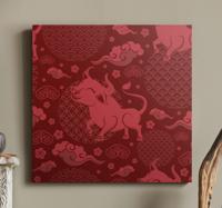 Vintage canvas schilderij Vintage patroon in chinese stijl