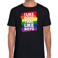 I like boys that like boys gay pride t-shirt zwart heren - thumbnail