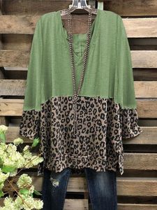 Casual Leopard V Neck Top