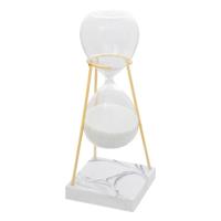 Zandloper cilinder - decoratie of tijdsmeting - 15 minuten - wit zand - D8 x H21 cm - glas