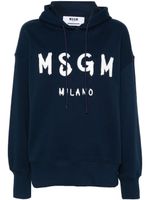 MSGM hoodie en coton à logo imprimé - Bleu