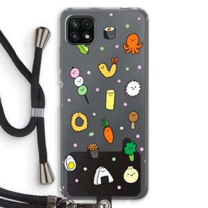 Happy bento friends: Samsung Galaxy A22 5G Transparant Hoesje met koord
