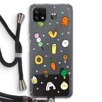 Happy bento friends: Samsung Galaxy A22 5G Transparant Hoesje met koord