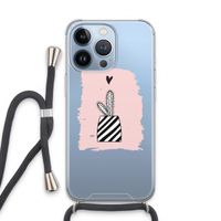 Zwart-wit cactus: iPhone 13 Pro Transparant Hoesje met koord